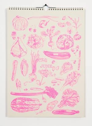 Seasonal Fruit & Veg - Tea Towel Pink