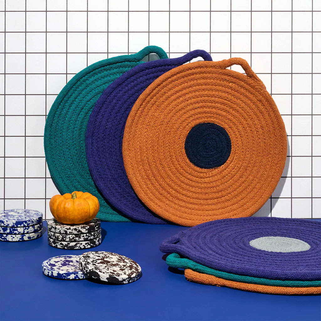Set of 2 Placemats - Cobalt Blue & Grey - Image 4